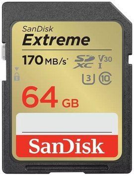 Карта пам'яті SanDisk SD 64GB C10 UHS-I U3 R170/W80MB/s Extreme V30 (SDSDXV2-064G-GNCIN) [109476]