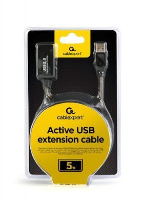 Кабель Cablexpert USB - USB V 2.0 (F/M), активний подовжувач, 5 м, чорний (UAE-01-5M) [603581]