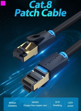 Патч-корд Vention CAT 8 SFTP Ethernet, 1 m, Black (IKABF) [610150]