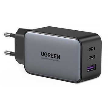 Зарядний пристрій 3xUSB 65W (2хUSB-C+USB-A) Gan CD244 Сірий Ugreen (10335) [404021]