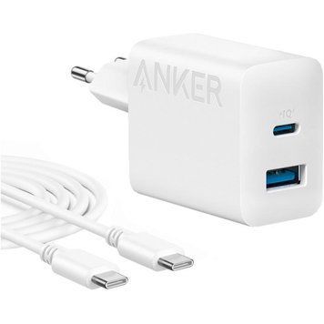Мережевий зарядний пристрій Anker PowerPort 312 White, 20 W USB Type-C + кабель USB Type-C (B2348G21) [603229]