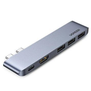 USB-Хаб UGREEN CM251 Dual USB-C To HDMI+3*USB 3.0 A+Type C Female Converter (UGR-60559) [804421]