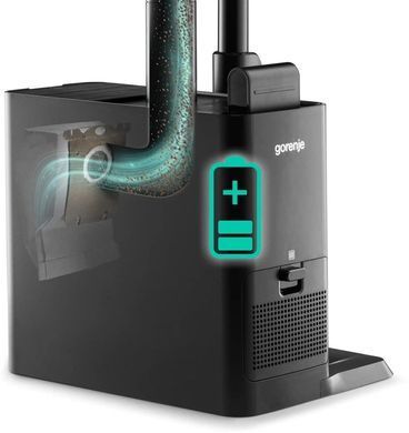 Пилосос Gorenje бездротовий, 190Вт, конт пил -0.6л, автон. робота до 60хв, HEPA, підсвічування, індикатор, турбощітка, антрацит (SVC296749NEBL) [114137]
