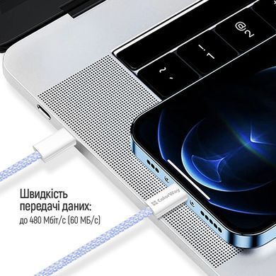 Кабель ColorWay Lightning + USB Type-C (M/M), 3.0 А, 1 м, Purple (CW-CBPDCL061-PU) [604168]