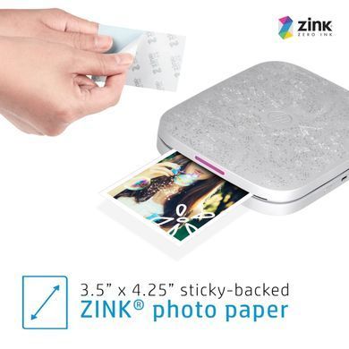 Фотодрукарка портативна HP Sprocket (3"x4",287x505dpi, Zink, 64MB, Bluetooth, колір сірий) (HPISP3X4W) [401717]