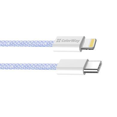 Кабель ColorWay Lightning + USB Type-C (M/M), 3.0 А, 1 м, Purple (CW-CBPDCL061-PU) [604168]