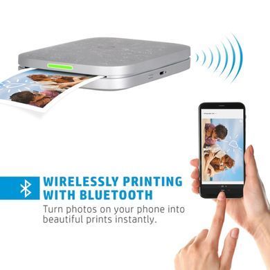 Фотодрукарка портативна HP Sprocket (3"x4",287x505dpi, Zink, 64MB, Bluetooth, колір сірий) (HPISP3X4W) [401717]