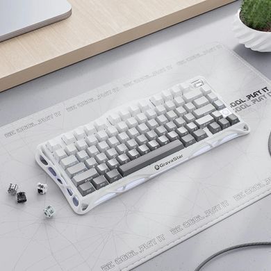 Клавіатура механічна GravaStar Mercury K1 80keys, GravaStar x Kailh Cheery Pink, EN, BT/WL/USB, білий (GSK1_GWHT) [111233]