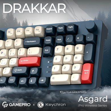Клавіатура бездротова GamePro Asgard Drakkar Keychron Super Red Switch Blue (MK305BL) [616476]