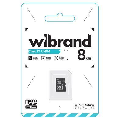 Карта пам'яті microSDHC (UHS-1) Wibrand 8Gb class 10 (WICDHC10/8GB) [802827]