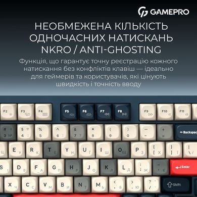 Клавіатура бездротова GamePro Asgard Drakkar Keychron Super Red Switch Blue (MK305BL) [616476]