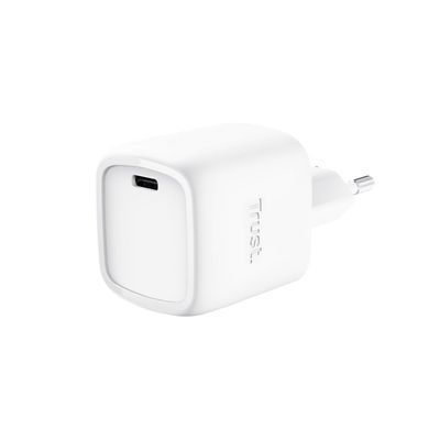 Зарядний пристрій мережевий Trust Maxo 30Вт, GaN, USB-C, PD/PPS, білий (25520_TRUST) [111729]