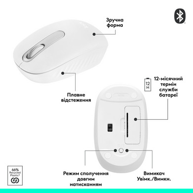 Миша Logitech M196 Bluetooth Off White (L) (910-007460) [201943]