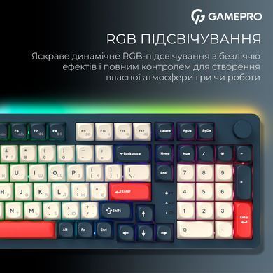 Клавіатура бездротова GamePro Asgard Drakkar Keychron Super Red Switch Blue (MK305BL) [616476]