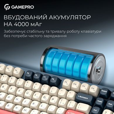 Клавіатура бездротова GamePro Asgard Drakkar Keychron Super Red Switch Blue (MK305BL) [616476]