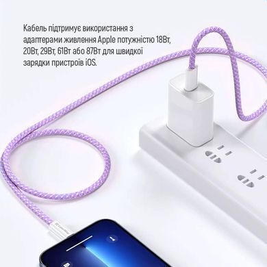 Кабель ColorWay Lightning + USB Type-C (M/M), 3.0 А, 1 м, Purple (CW-CBPDCL061-PU) [604168]