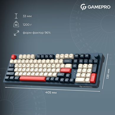 Клавіатура бездротова GamePro Asgard Drakkar Keychron Super Red Switch Blue (MK305BL) [616476]