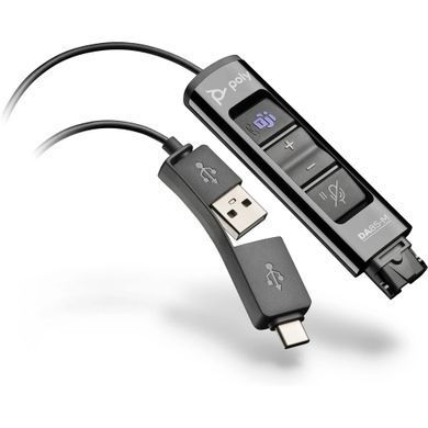 Перехідник Poly DA85-M USB > QD з вбудованим пультом керування для гарнітур EncorePro, USB-A, USB-C, Microsoft Teams, чорний (786C8AA) [108584]