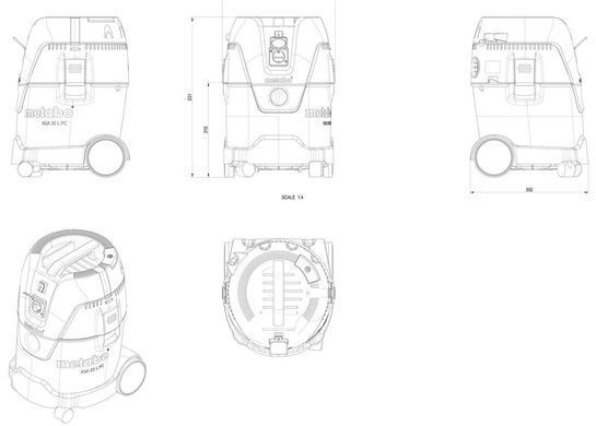 Пилосос професійний Metabo ASA 25 L PC 1250Вт 210мБар бак 25л 6.9кг (602014000) [105528]