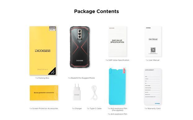 Смартфон Doogee Blade 10 Pro 6.56" 6/256ГБ, 2SIM, 5150мА&bull;год, чорно-червоний (6923740215005) [101364]