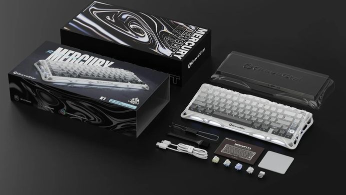 Клавіатура механічна GravaStar Mercury K1 80keys, GravaStar x Kailh Cheery Pink, EN, BT/WL/USB, білий (GSK1_GWHT) [111233]