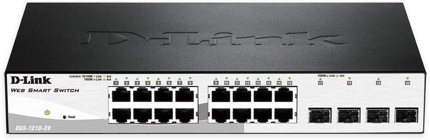 Комутатор D-Link /F 16xGE, 4xSFP, WebSmart (DGS-1210-20) [104832]