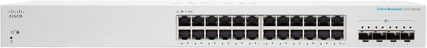 Комутатор Cisco CBS220 24xGE, 4x10G SFP+, Smart (CBS220-24T-4X-EU) [105218]
