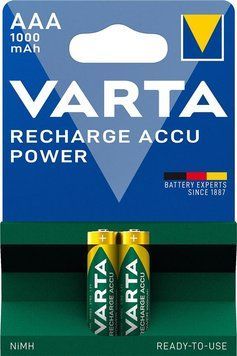Акумулятор Varta NI-MH Power AAA 1000мА&bull;г, 2шт (05703301402) [113380]