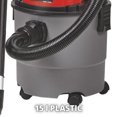 Пилосос професійний акумуляторний Einhell TC-VC 18/15 Li-Solo, PXC 18В, 8кПа, контейнер 15л, без АКБ та ЗП (2347145) [15600]