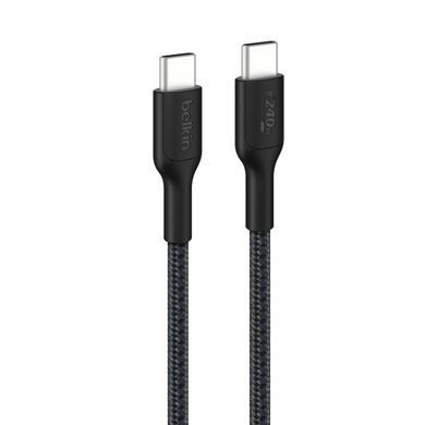 Кабель USB-C > USB-C заряджання/синхронізації Belkin 1м, 240Вт, Type-C, плетений, чорний (CAB025HQ1MBK) [108883]