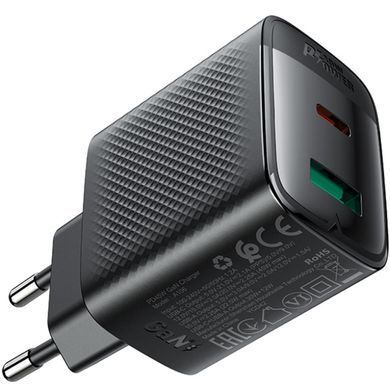 Зарядний пристрій 2xUSB 45W (USB-C+USB-A) Gan A106 Black Acefast (6974316284031) [404516]