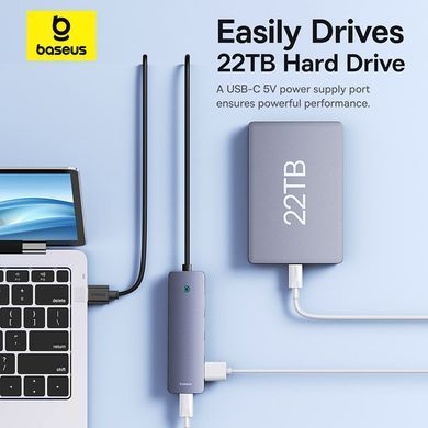 USB-хаб Baseus UltraJoy Series 4-Port HUB Lite 50cm Space Grey（USBA to USB3.0*4+Type-C5V） (B0005280B811-01) [806517]