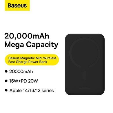 Зовнішній акумулятор Baseus Magnetic Mini Wireless Fast Charge Power Bank 20000mAh 20W Black (PPCX150001) [806190]