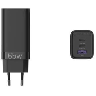 Зарядний пристрій 3xUSB 65W (2xUSB-C+USB-A) PD3.0+QC4.0 чорний Vention (FEDB0-EU) [42794]