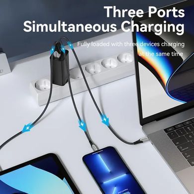 Зарядний пристрій 3xUSB 65W (2xUSB-C+USB-A) PD3.0+QC4.0 чорний Vention (FEDB0-EU) [42794]