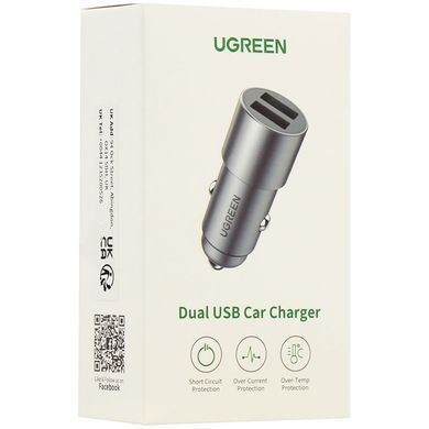 Автозарядка 2xUSB 24W (USB-A) Сіра (CD130) QC 3.0 UGREEN (50592) [402105]