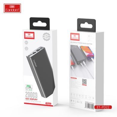 Універсальна мобільна батарея Earldom ET-PD22 20000mAh Black (PB-000122) [613966]