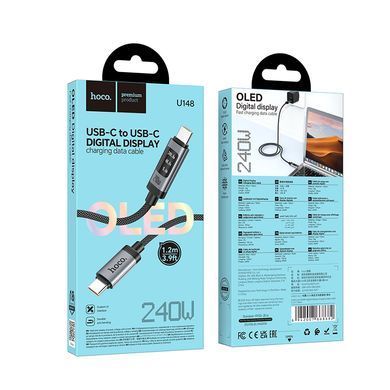 Кабель HOCO U148 Lord 100W digital display charging data cable Type-C Black (6942007668675) [806903]