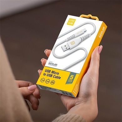Кабель Luxe Cube Kevlar USB - micro USB (M/M), 1.2 м, білий (8886668686266) [603780]
