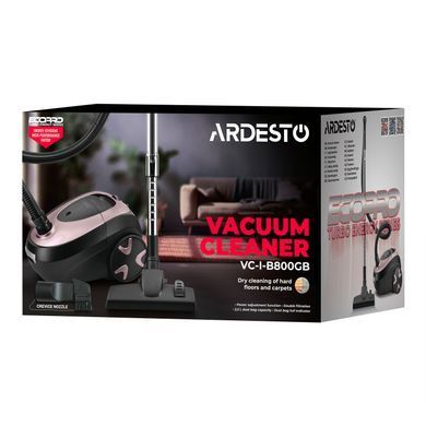 Пилосос ARDESTO мішковий, 800Вт, мішок- 2.5л, HEPA, чорно-бронзовий (VC-I-B800GB) [110815]