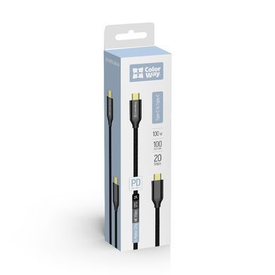 Кабель ColorWay USB Type-C + USB Type-C (M/M), 5.0 А, 1 м, Black (CW-CBPDCC062-BK) [604175]