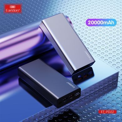 Універсальна мобільна батарея Earldom ET-PD22 20000mAh Black (PB-000122) [613966]