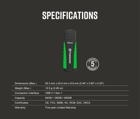 Накопичувач Transcend 64GB USB 3.1 Type-A JetFlash 810 Rugged (TS64GJF810) [108961]