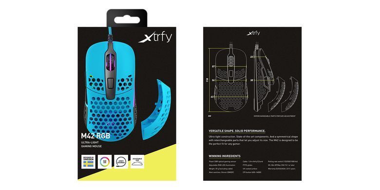 Миша Xtrfy M42, USB-A, RGB, Miami Blue (XG-M42-RGB-BLUE) [103953]