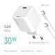 Мережевий зарядний пристрій ColorWay GaN Mini 30W PD Port PPS USB-C White + кабель USB Type-C (CW-CHS054PDC-WT) [607375], фото 7