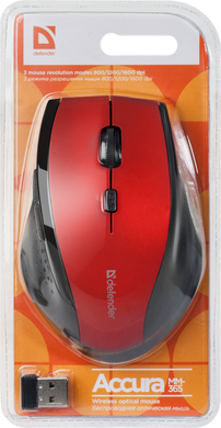 Миша Defender Accura MM-365 Wireless Red (52367) [200891]