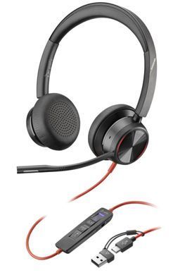 Гарнітура комп'ютерна стерео On-ear Poly Blackwire 8225-M, USB-A, USB-C, всеспрямований, ANC, Acoustic Fence, Microsoft Teams, чорний (8X225AA) [107401]