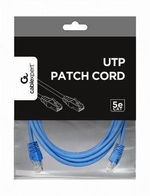Патч-корд UTP Cablexpert cat.5Е, литий, 50u штекер із засувкою, 3м, синій (PP12-3M/B) [610121]