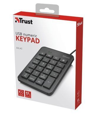 Клавіатура мембрана Trust Xalas USB-A Numeric Keypad 23Key, USB-A, чорний (22221_TRUST) [103531]