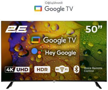 Телевізор 50" 2E LED 4K 60Hz Smart Google TV Black (2E-50A07K) [112889]
